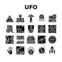 Ufo Guest Visiting Collection Icons Set Vector