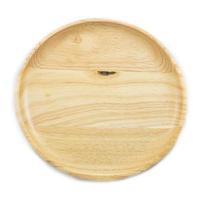 wooden plate top view on white background photo