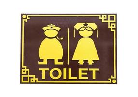 Signo de baño de hombre y mujer en estilo chino sobre fondo blanco aislado foto