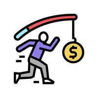 empleado corriendo por dinero icono de color ilustración vectorial vector