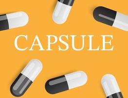 Capsules scattered on the yellow background vector