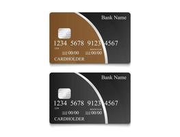 Elegant debit or credit card design with black and brown color combination vector