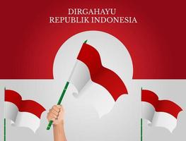 Red and white Indonesian flag flutters with pointed bamboo poles vector