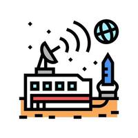 space base sending signal on earth color icon vector illustration