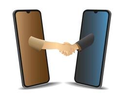 Deals made virtually through smart technology networks vector