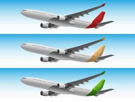 Illustration of several planes with different colors vector