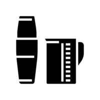 taza medidora y batidora para hacer café cóctel glifo icono vector ilustración