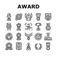 Award For Winner In Championship Icons Set Vector