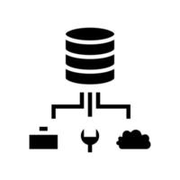 negocio, arreglo y almacenamiento en la nube procesamiento digital glifo icono vector ilustración