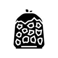 bolsa piedra glifo icono vector ilustración