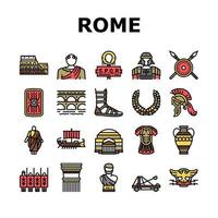 Ancient Rome Antique History Icons Set Vector