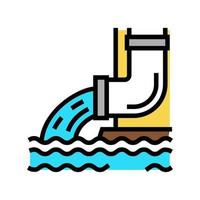 water flowing from drainage pipe color icon vector illustration