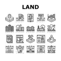 Land Property Business Collection Icons Set Vector