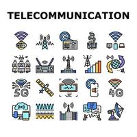 conjunto de iconos de tecnología de telecomunicaciones vector