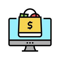 cesta de productos de compra de ilustración de vector de icono de color de tienda en línea