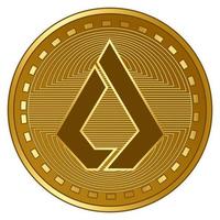 Ilustración de vector de moneda de criptomoneda de lisk futurista de oro