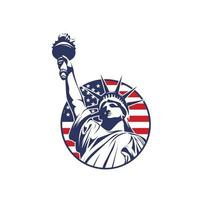 circle liberty logo with usa america flag vector illustration