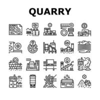 Quarry Mining Industrial Process Icons Set Vector