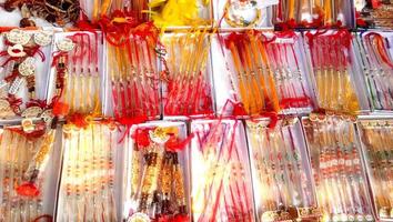 Display of rakhi during the Indian festival Raksha Bandhan photo