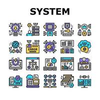 System Work Process Collection Icons Set Vector