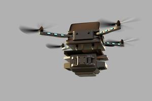 tecnología de drones industria de dispositivos de ingeniería volando en logística industrial exportación producto de importación servicio de entrega a domicilio logística envío transporte ir año nuevo 2022 render 3d foto