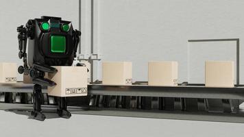 Robot arm Object for manufacturing industry technology Product export and import of future Robot cyber in the warehouse by hand mechanical future technology photo