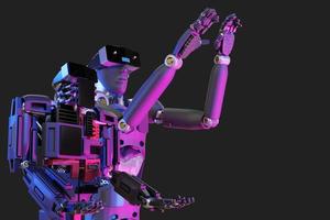 robot metaverse vr avatar juego de realidad realidad virtual de personas inversión en tecnología blockchain, estilo de vida empresarial realidad virtual vr world connection cyber avatar metaverse people 2022 3d render
