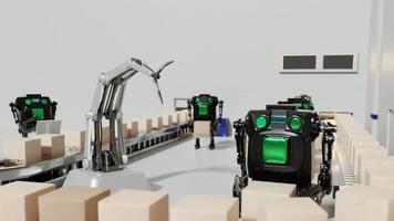 Robot arm Object for manufacturing industry technology Product export and import of future Robot cyber in the warehouse by hand mechanical future technology photo