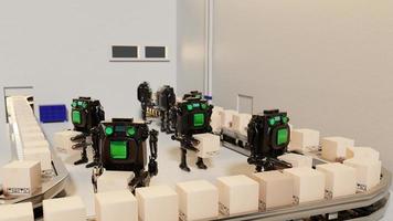 Robot arm Object for manufacturing industry technology Product export and import of future Robot cyber in the warehouse by hand mechanical future technology photo