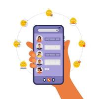 Social network. People communicate via messenger vector