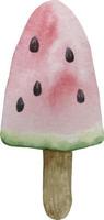 Watercolor watermelon triangle ice cream. Flat illustration of watermelon ice cream vector