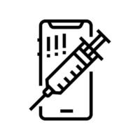 syringe and mobile phone line icon vector illustration