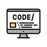 code on computer screen color icon vector illustration