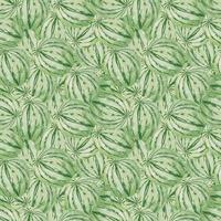 Seamless Watercolor seamless solid background pattern with whole green round watermelon. Summer template background with fruit for postcards and cards vector