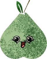 retro illustration style cartoon green pear vector