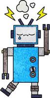 robot de dibujos animados de textura grunge retro vector