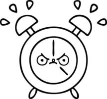 line drawing cartoon alarm clock vector