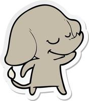 sticker of a cartoon smiling elephant vector