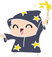 cartoon of a happy little wizard vector