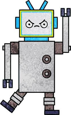 retro grunge texture cartoon robot