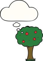 cartoon apple tree and thought bubble vector