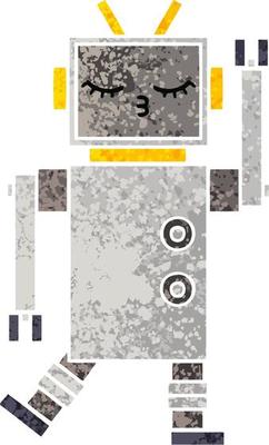 retro illustration style cartoon robot