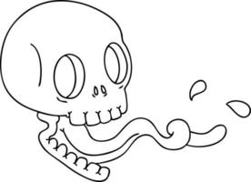 quirky line drawing cartoon skull vector