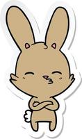 sticker of a curious bunny cartoon vector