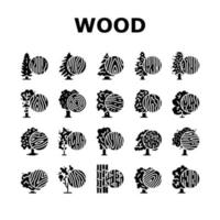vector de conjunto de iconos de árboles naturales de crecimiento de la tierra de madera
