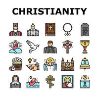 Christianity Religion Church Icons Set Vector