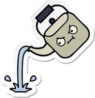 sticker of a cute cartoon pouring kettle vector