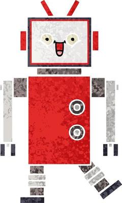 retro illustration style cartoon robot