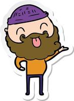 sticker of a man with beard sticking out tongue vector