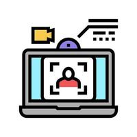 laptop video camera face id color icon vector illustration